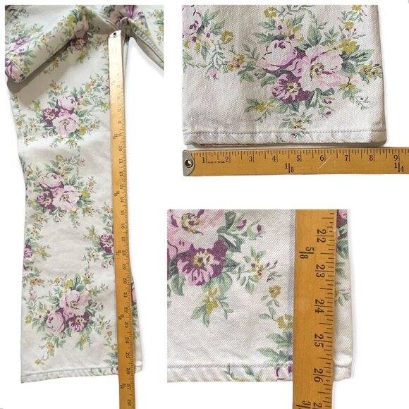 Ganni Betzy Floral Organic Cotton Blend‎ Flared Crop Jeans, size 27 - Picture 15 of 16